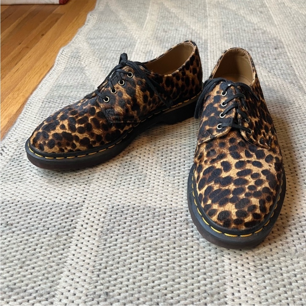 Dr. Martens Leopard faux fur hair oxfords